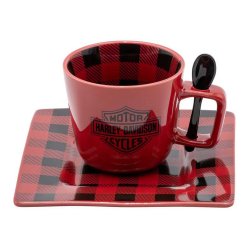  Ceramic Mug &amp; Saucer Set w/ Spoon