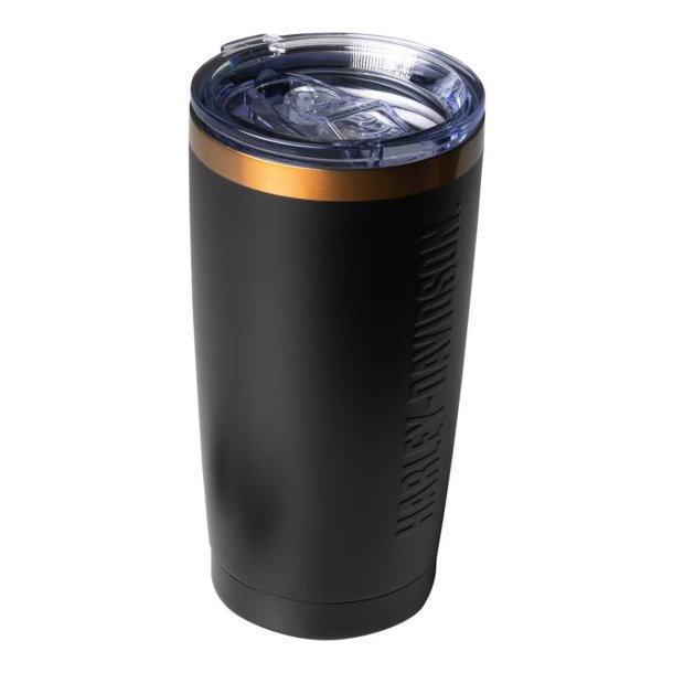 Embossed H-D Travel Mug  Black Stainless Steel