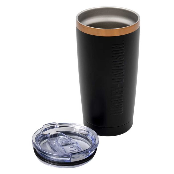 Embossed H-D Travel Mug  Black Stainless Steel