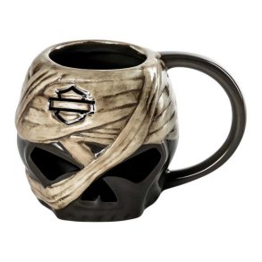 Open Bar & Shield Sculpted Mummy Skull Mug