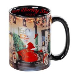 Biker Santa Ceramic Mug - Holiday Special Mug 