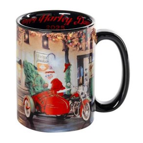 Biker Santa Ceramic Mug - Holiday Special Mug 