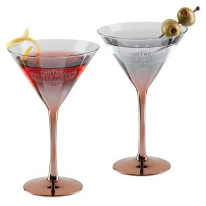  Copper Ombre Bar & Shield Martini Glass Set 
