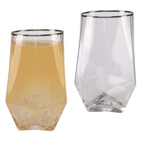 Geometric Highball Set, Etched H-D Logos - Set of 2