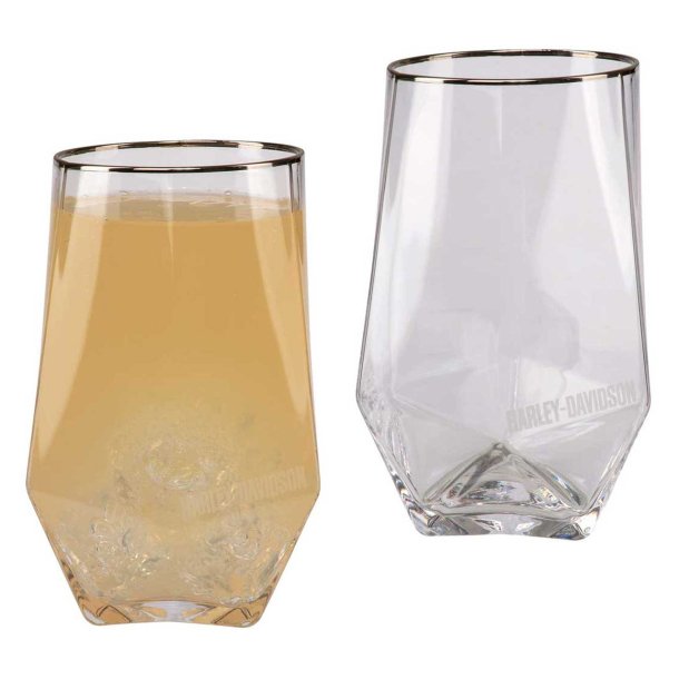 Geometric Highball Set, Etched H-D Logos - Set of 2