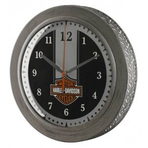 Harley-DavidsonÇ Custom Metal Tire Tread Bar & Shield Clock - 12 inch
