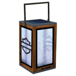 Harley-Davidson Rechargeable Solar Lantern, Frosted Silhouette Bar & Shield Logo