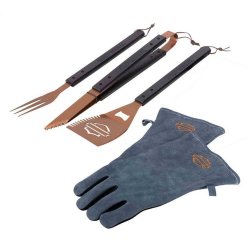 Harley-Davidson Grill Tool Set with Gloves, Stainless-Steel Barbecue 5-Piece Set