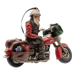 Sculpted Biker Santa Holiday Ornament