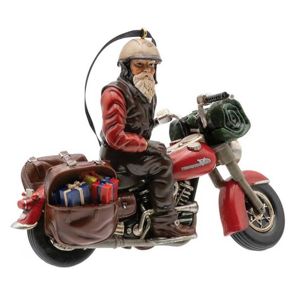 Sculpted Biker Santa Holiday Ornament