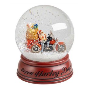 Biker Santa Glass Holiday Snowglobe Sculpted & Hand Painted