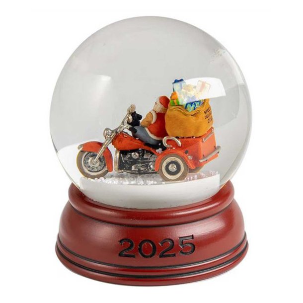 Biker Santa Glass Holiday Snowglobe Sculpted &amp; Hand Painted