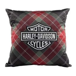 Bar &amp; Shield Logo Holiday Plaid Decorative Pillow