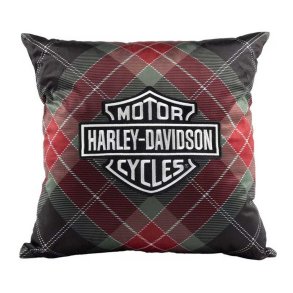Bar & Shield Logo Holiday Plaid Decorative Pillow
