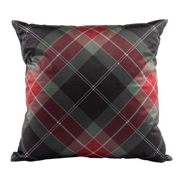 Bar &amp; Shield Logo Holiday Plaid Decorative Pillow