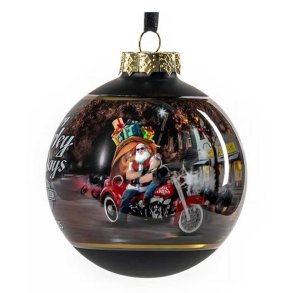  2025 Biker Santa Glass Ball Christmas Tree Ornament