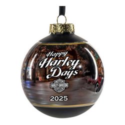  2025 Biker Santa Glass Ball Christmas Tree Ornament
