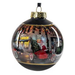  2025 Biker Santa Glass Ball Christmas Tree Ornament