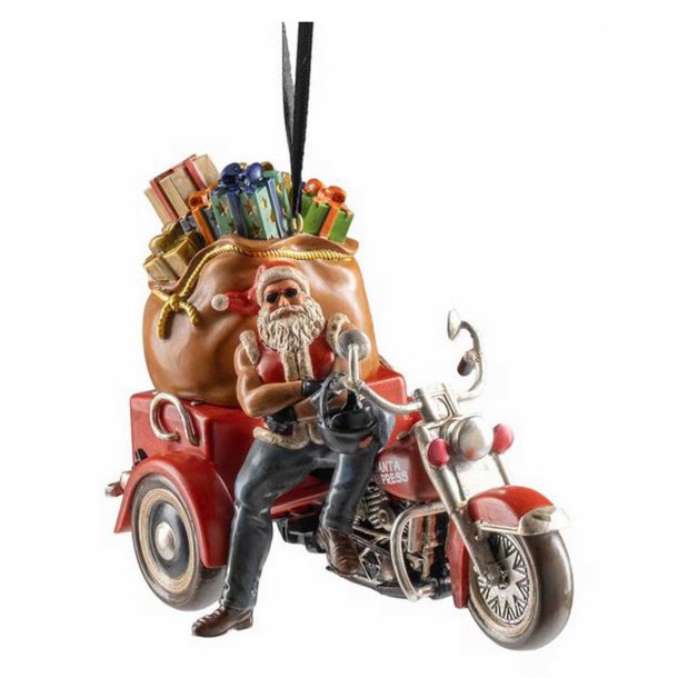 Sculpted Biker Santa Holiday Christmas Tree Ornament