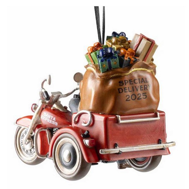 Sculpted Biker Santa Holiday Christmas Tree Ornament