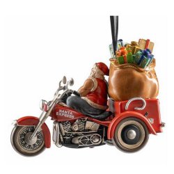 Sculpted Biker Santa Holiday Christmas Tree Ornament