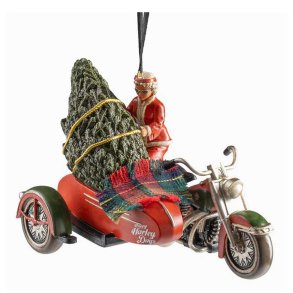 Sculpted Biker Mrs. Claus Holiday Christmas Tree Ornament