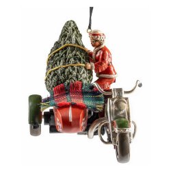 Sculpted Biker Mrs. Claus Holiday Christmas Tree Ornament