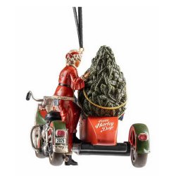 Sculpted Biker Mrs. Claus Holiday Christmas Tree Ornament