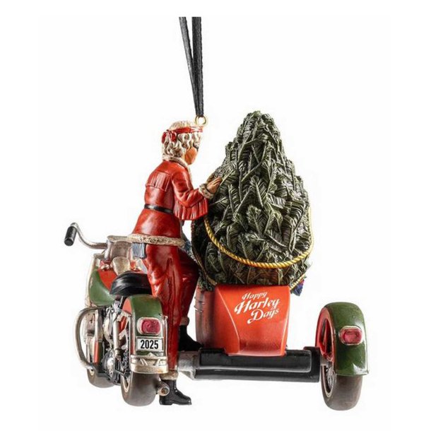 Sculpted Biker Mrs. Claus Holiday Christmas Tree Ornament