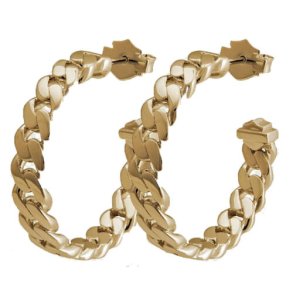 Women's Harley-Davidson Gold Tone Bar Curb Link Hoop Earrings