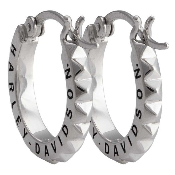 Harley-Davidson Women's Pyramid Stud Hoop Earrings - Stainless Steel