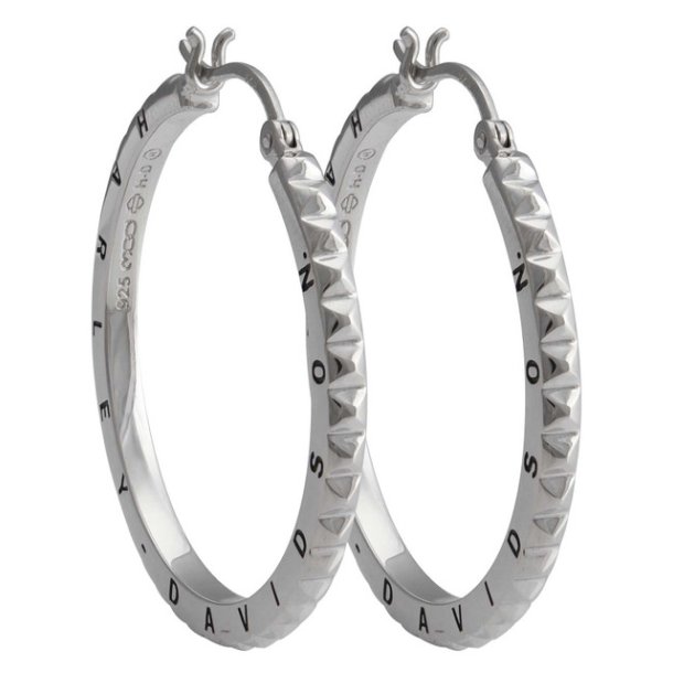 Harley-Davidson Women's Pyramid Stud Hoop Earrings - Stainless Steel