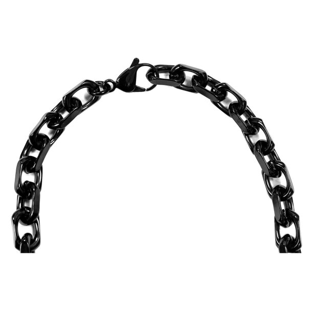  Men's Vintage B&S Large Link Necklace - Black Stainless Steel