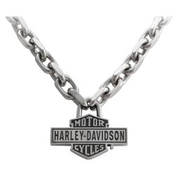 Men's Vintage Bar &amp; Shield Large Link Necklace - Stainless Steel