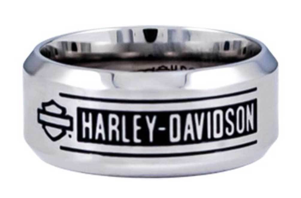 Harley-Davidson® Men's Script Stainless Steel Band Ring