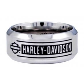 Harley-Davidson Men's H-D Bar Script Stainless Steel Band Ring