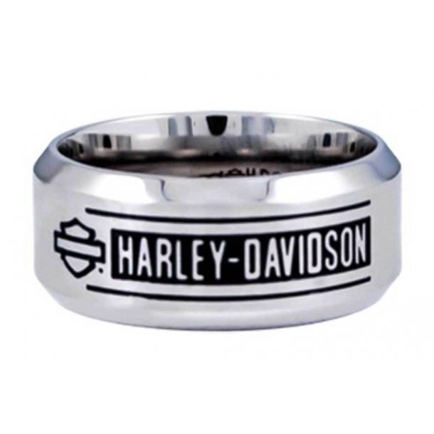 Harley-Davidson Men's H-D Bar Script Stainless Steel Band Ring