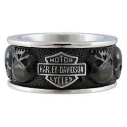 Harley-Davidson Men's Multiple Willie G Skull B&S Band Ring