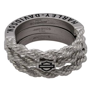 Women's B&S Logo Rope Stacking Ring Set - Stainless Steel