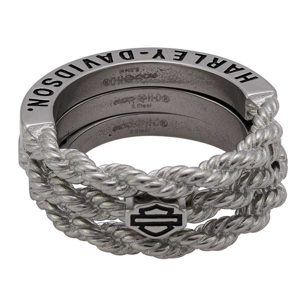 Women's B&S Logo Rope Stacking Ring Set - Stainless Steel