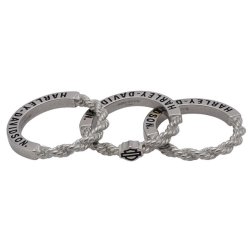 Women's B&S Logo Rope Stacking Ring Set - Stainless Steel