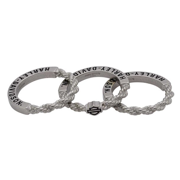 Women's B&S Logo Rope Stacking Ring Set - Stainless Steel