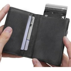 Men's B&S Logo Click Card Case Leather Wallet