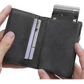 Men's B&S Logo Click Card Case Leather Wallet