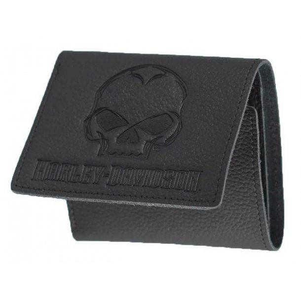 Emboss Willie G Skull Leather Tri-Fold Wallet