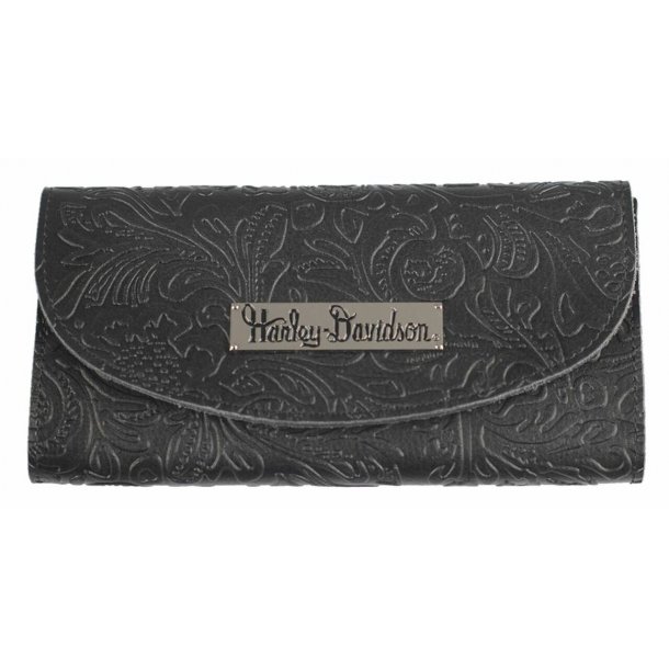 Womens Hand Tooled Leather 7 in Tri-Fold Wallet