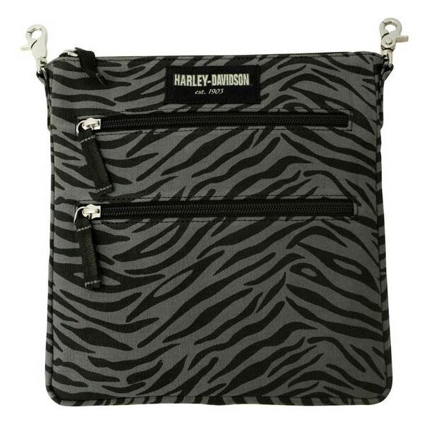 Zebra Print Cotton Canvas Crossbody / Clip Bag Purse