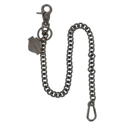 Bar &amp; Shield Logo Wallet Chain, Gunmetal Finish