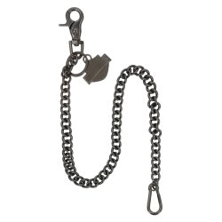 Bar &amp; Shield Logo Wallet Chain, Gunmetal Finish