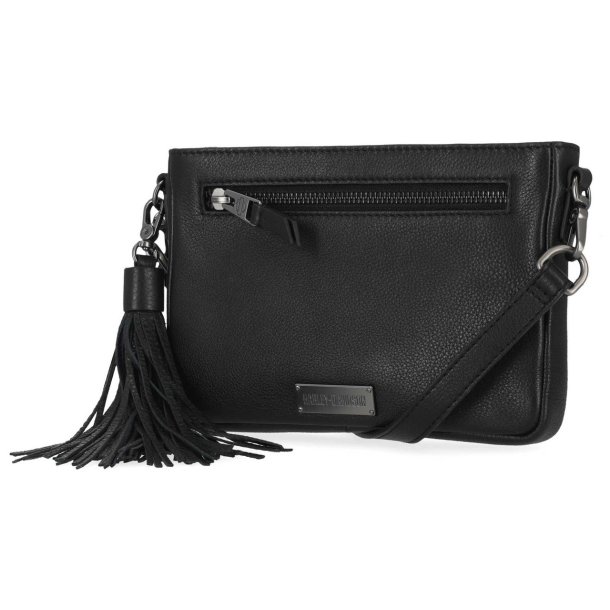 Classic Leather Hip Bag w/ Tassel &amp; Strap 